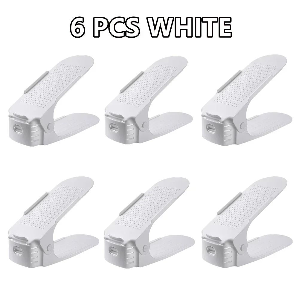 Adjustable Shoe Slots Organizer Set - Double Layer Shoe Space Saver for Closet & Cabinet