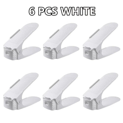 Adjustable Shoe Slots Organizer Set - Double Layer Shoe Space Saver for Closet & Cabinet