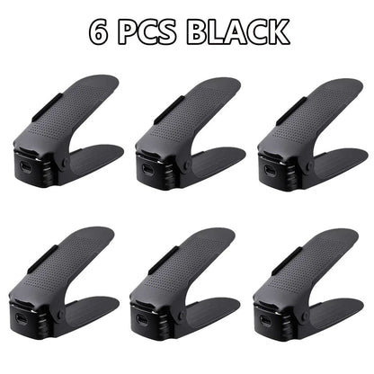 Adjustable Shoe Slots Organizer Set - Double Layer Shoe Space Saver for Closet & Cabinet