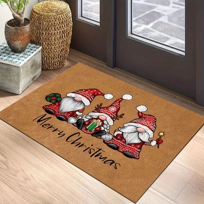 Christmas gnome doormat 2-Piece Set, holiday welcome mat with Soft Absorbent, Non-Slip Backing