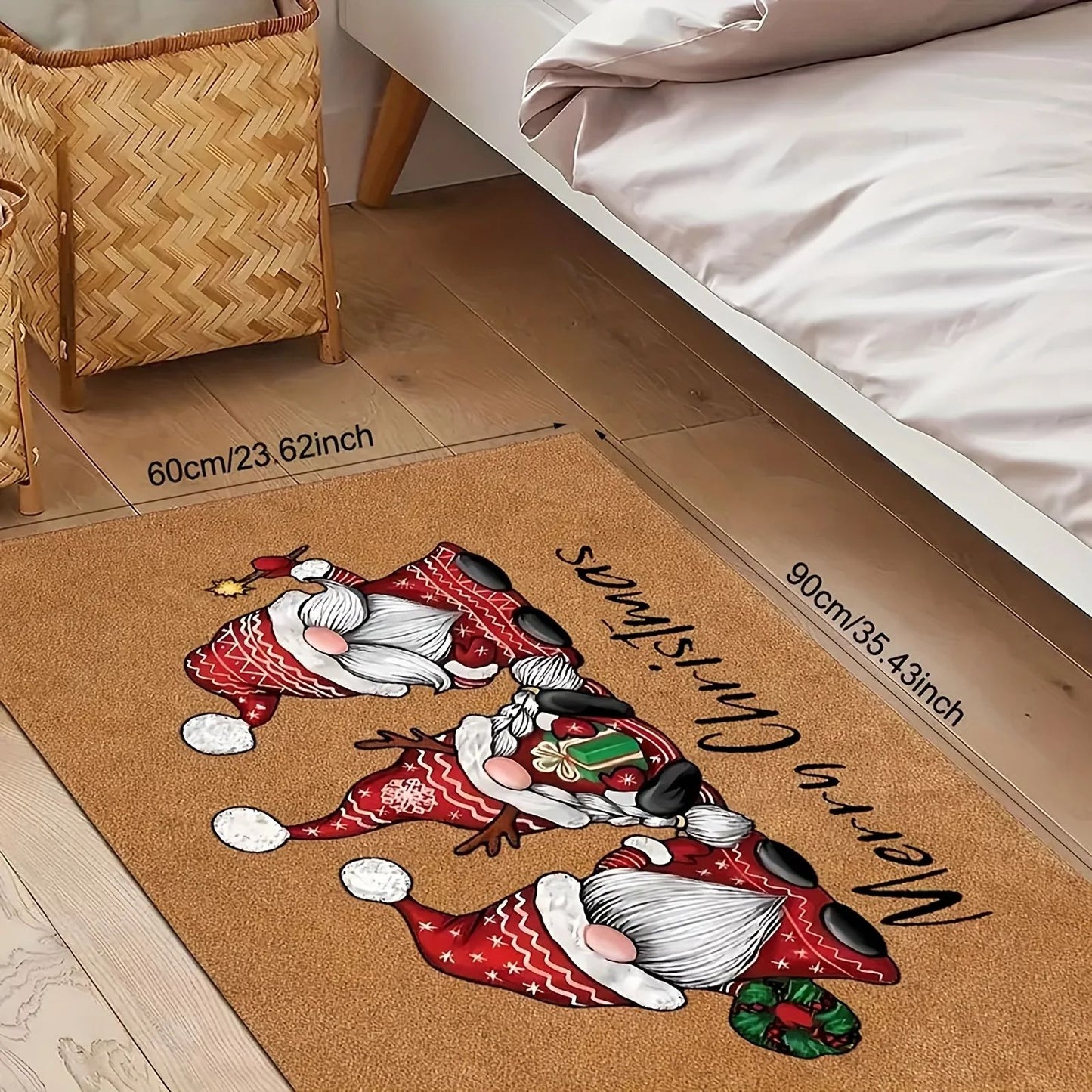 Christmas gnome doormat 2-Piece Set, holiday welcome mat with Soft Absorbent, Non-Slip Backing