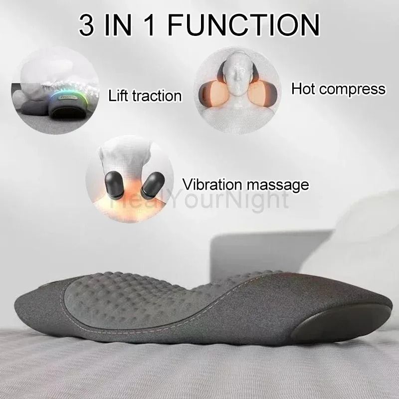 Electric Heated Waist & Lumbar Massager – Advanced Vibration & Heat Relief Pillow