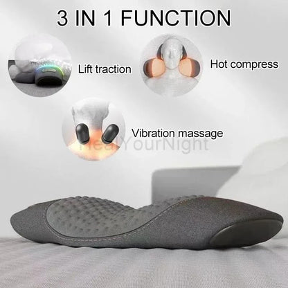 Electric Heated Waist & Lumbar Massager – Advanced Vibration & Heat Relief Pillow
