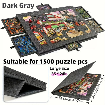6-in-1 Portable Puzzle Table with Stand, Cover Lid & 6 Sorting Drawers (Fits 1000 Pieces)