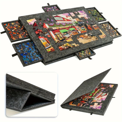 6-in-1 Portable Puzzle Table with Stand, Cover Lid & 6 Sorting Drawers (Fits 1000 Pieces)