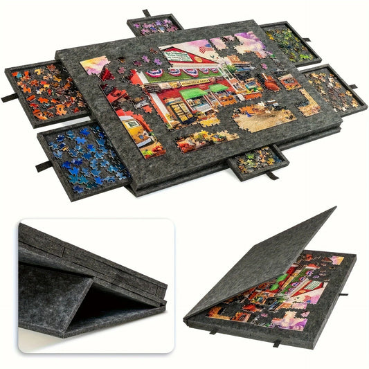 6-in-1 Portable Puzzle Table with Stand, Cover Lid & 6 Sorting Drawers (Fits 1000 Pieces)