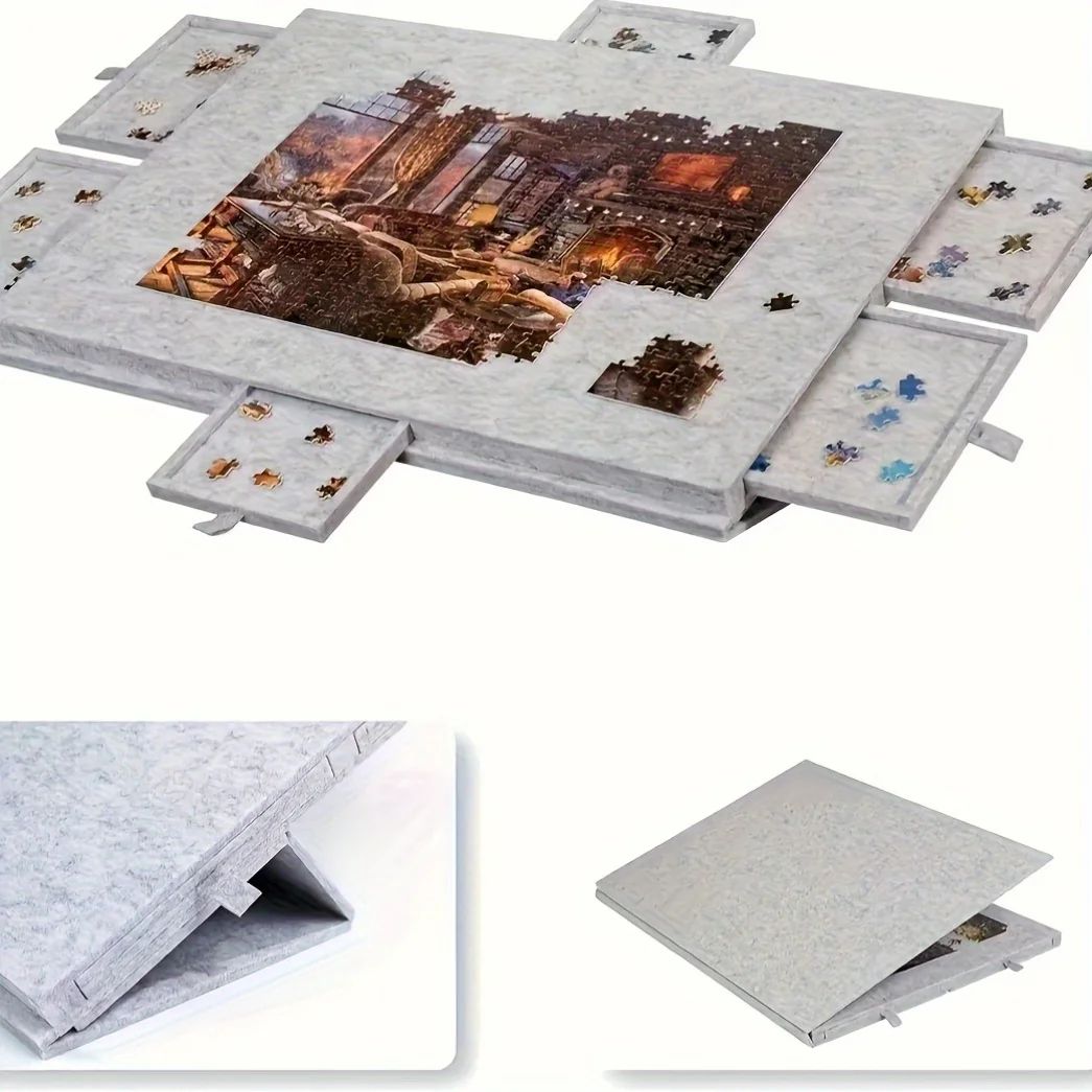 6-in-1 Portable Puzzle Table with Stand, Cover Lid & 6 Sorting Drawers (Fits 1000 Pieces)