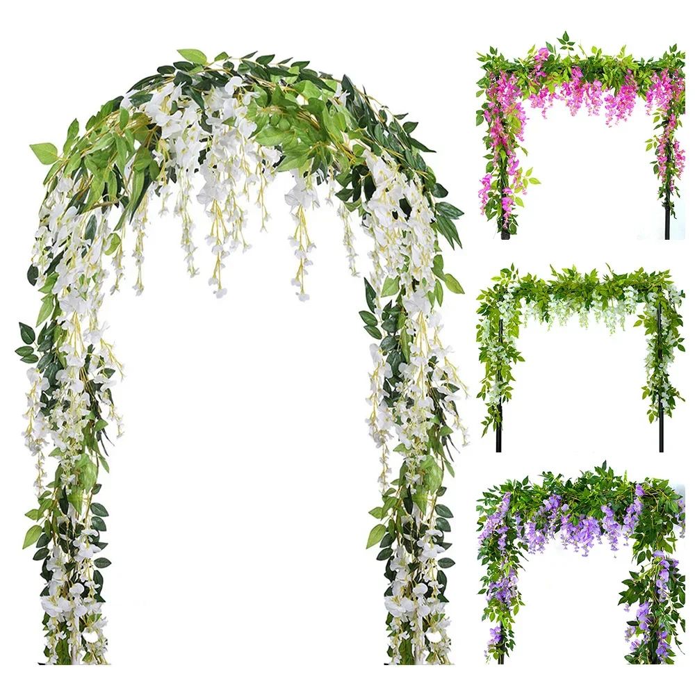 70.8-Inch Artificial Wisteria Garland Vine for Wedding Arches, Gardens, and Hanging Decor
