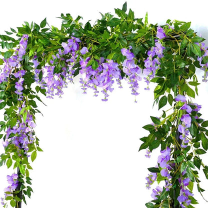 70.8-Inch Artificial Wisteria Garland Vine for Wedding Arches, Gardens, and Hanging Decor