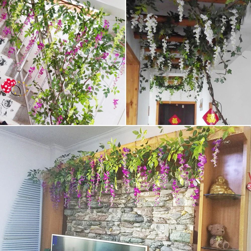 70.8-Inch Artificial Wisteria Garland Vine for Wedding Arches, Gardens, and Hanging Decor