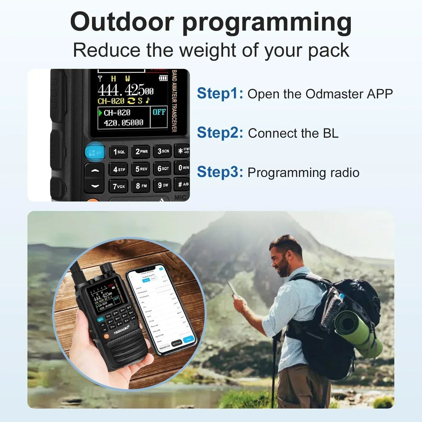TIDRADIO TD-H3 Wireless Programming Radio with Dual PTT and USB-C Charging