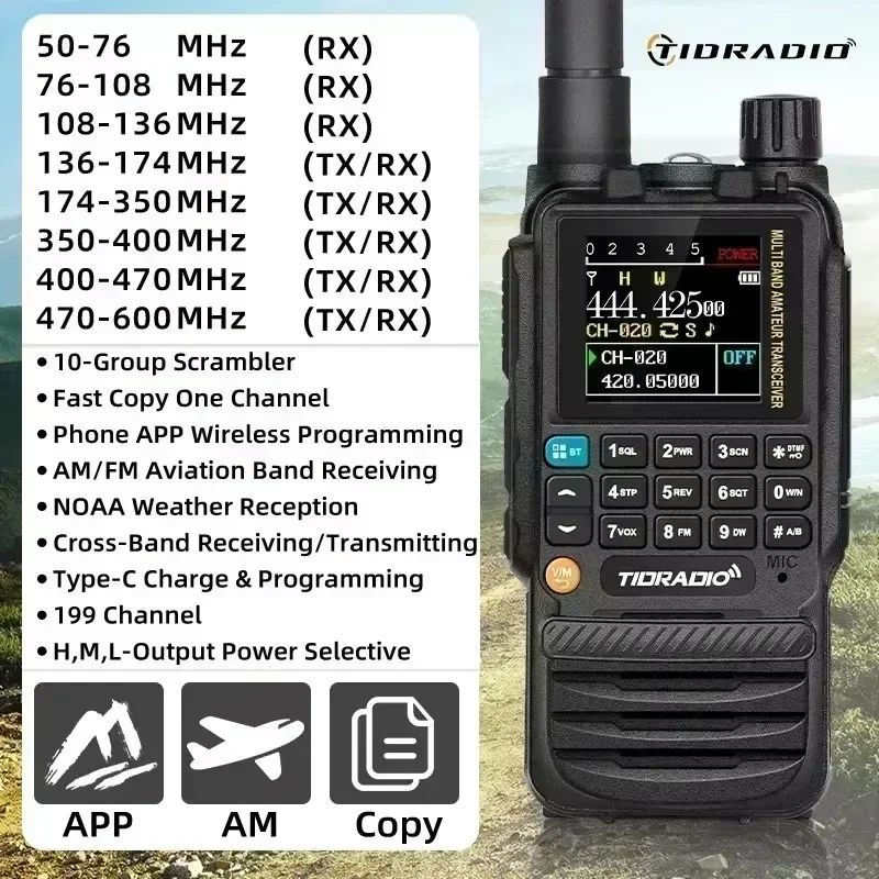 TIDRADIO TD-H3 Wireless Programming Radio with Dual PTT and USB-C Charging