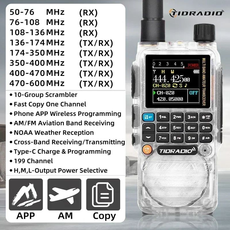 TIDRADIO TD-H3 Wireless Programming Radio with Dual PTT and USB-C Charging