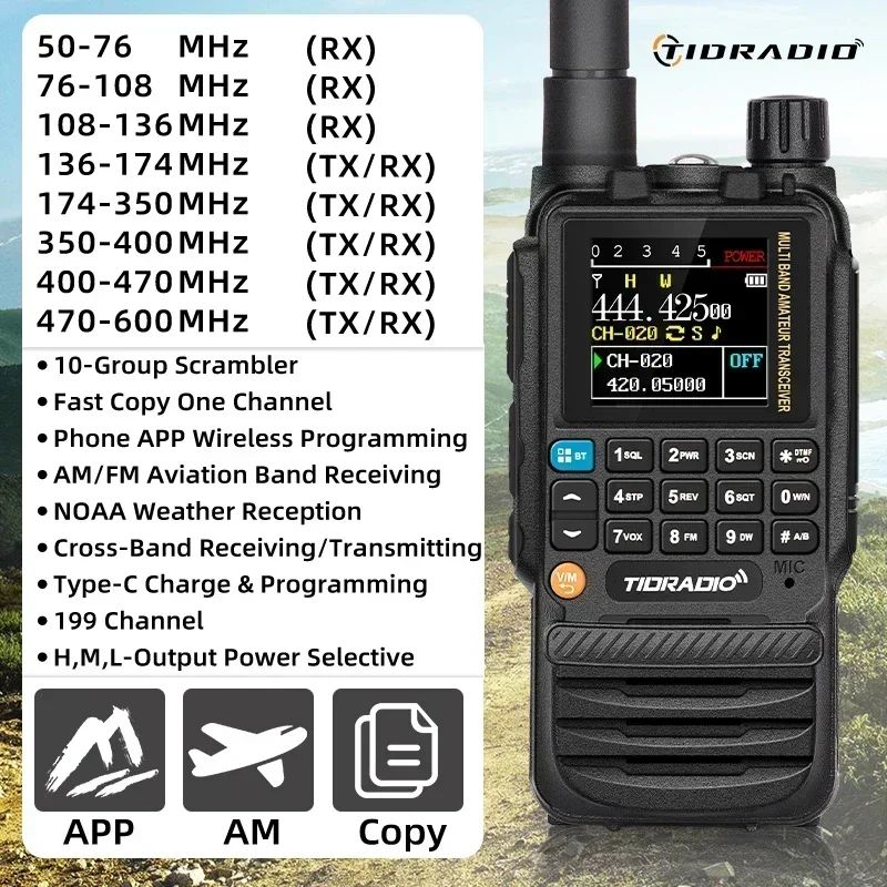 TIDRADIO TD-H3 Wireless Programming Radio with Dual PTT and USB-C Charging
