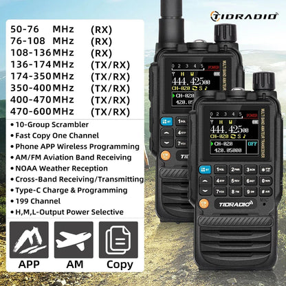 TIDRADIO TD-H3 Wireless Programming Radio with Dual PTT and USB-C Charging
