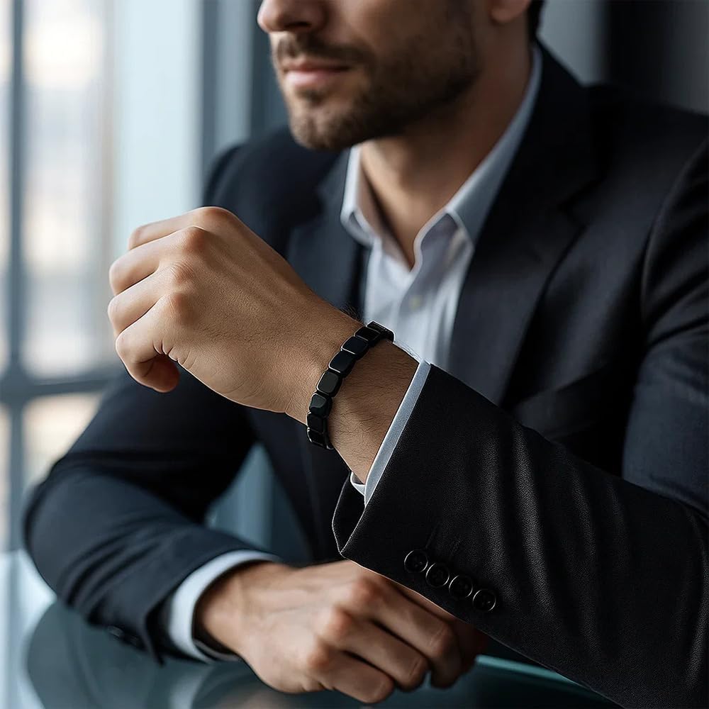 Hematite Bracelet for Men, Restore Confidence and Mental Clarity, Support T-Levels