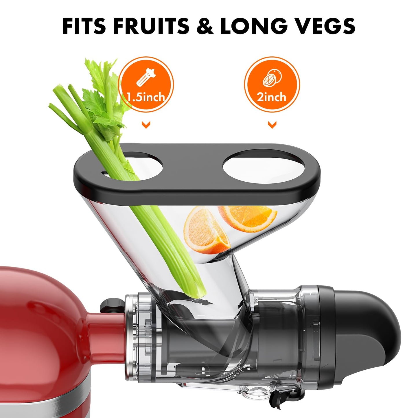 Masticating Juicer Attachment for KitchenAid Stand Mixer, Slow Cold Press Juicer Machine with Dual Feed Chute forHealth