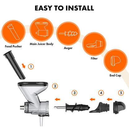 Masticating Juicer Attachment for KitchenAid Stand Mixer, Slow Cold Press Juicer Machine with Dual Feed Chute forHealth
