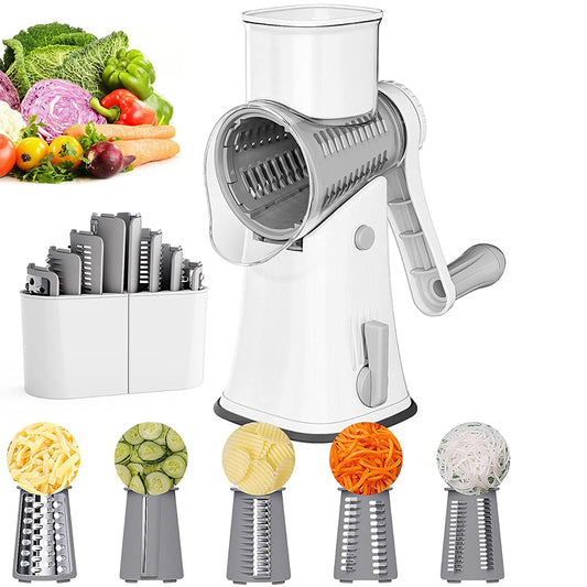 Rotary Mandoline Cheese Grater Shredder Vegetable Slicer Nut Chopper Waffle Cutter