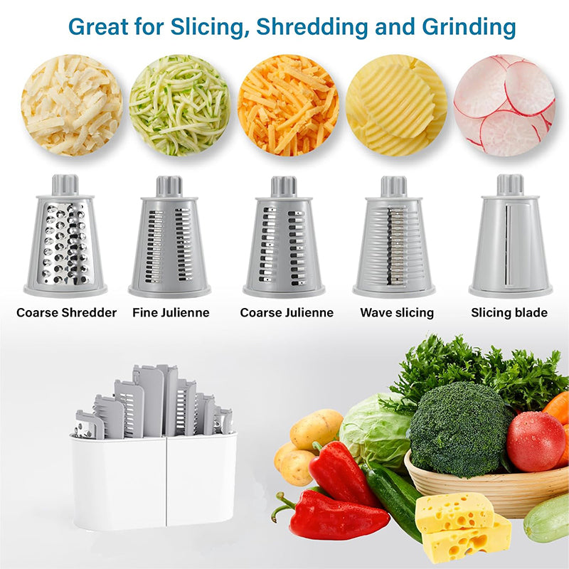 Rotary Mandoline Cheese Grater Shredder Vegetable Slicer Nut Chopper Waffle Cutter
