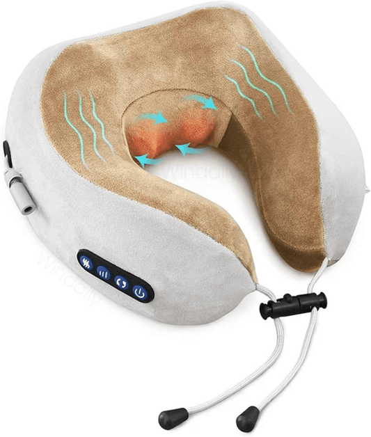 Electric Neck Massager With Heat Vibration 3D Kneading Shiatsu Massage, U Shaped Pillow For Shoulder Support