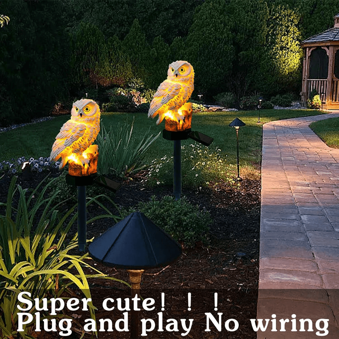 Outdoor Solar Power Led Owl Light Garden Yard Landscape Decor Lamp Waterproof