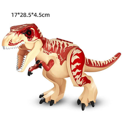 Jurassic Dino Park Dinosaur Building Blocks Set – Large T-Rex, Velociraptor & Triceratops Brick Figures