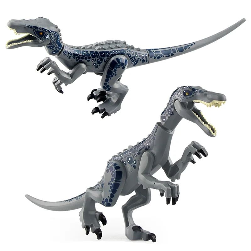 Jurassic Dino Park Dinosaur Building Blocks Set – Large T-Rex, Velociraptor & Triceratops Brick Figures