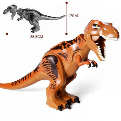 Jurassic Dino Park Dinosaur Building Blocks Set – Large T-Rex, Velociraptor & Triceratops Brick Figures