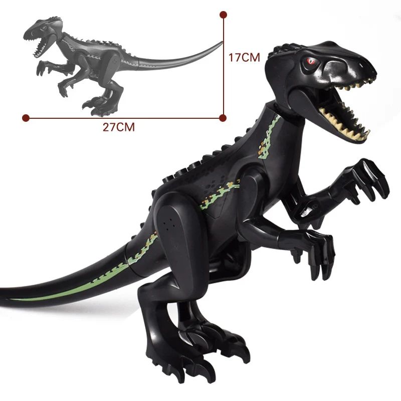 Jurassic Dino Park Dinosaur Building Blocks Set – Large T-Rex, Velociraptor & Triceratops Brick Figures