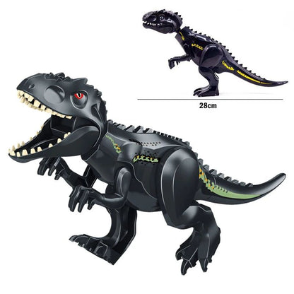 Jurassic Dino Park Dinosaur Building Blocks Set – Large T-Rex, Velociraptor & Triceratops Brick Figures