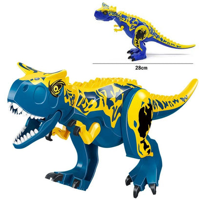 Jurassic Dino Park Dinosaur Building Blocks Set – Large T-Rex, Velociraptor & Triceratops Brick Figures