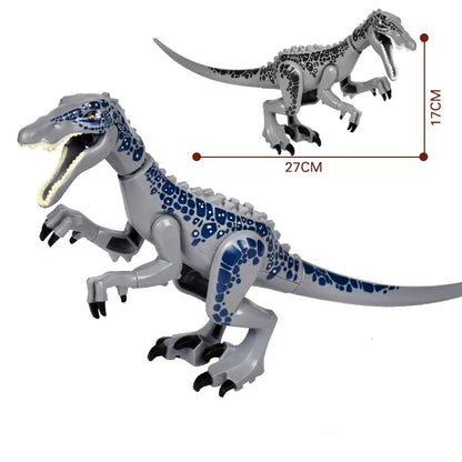 Jurassic Dino Park Dinosaur Building Blocks Set – Large T-Rex, Velociraptor & Triceratops Brick Figures