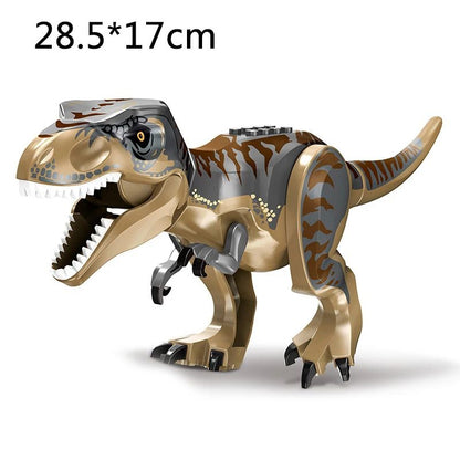 Jurassic Dino Park Dinosaur Building Blocks Set – Large T-Rex, Velociraptor & Triceratops Brick Figures