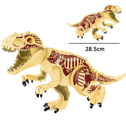 Jurassic Dino Park Dinosaur Building Blocks Set – Large T-Rex, Velociraptor & Triceratops Brick Figures