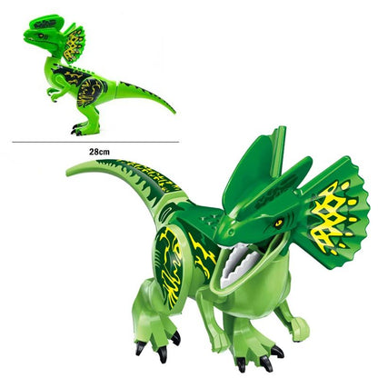 Jurassic Dino Park Dinosaur Building Blocks Set – Large T-Rex, Velociraptor & Triceratops Brick Figures