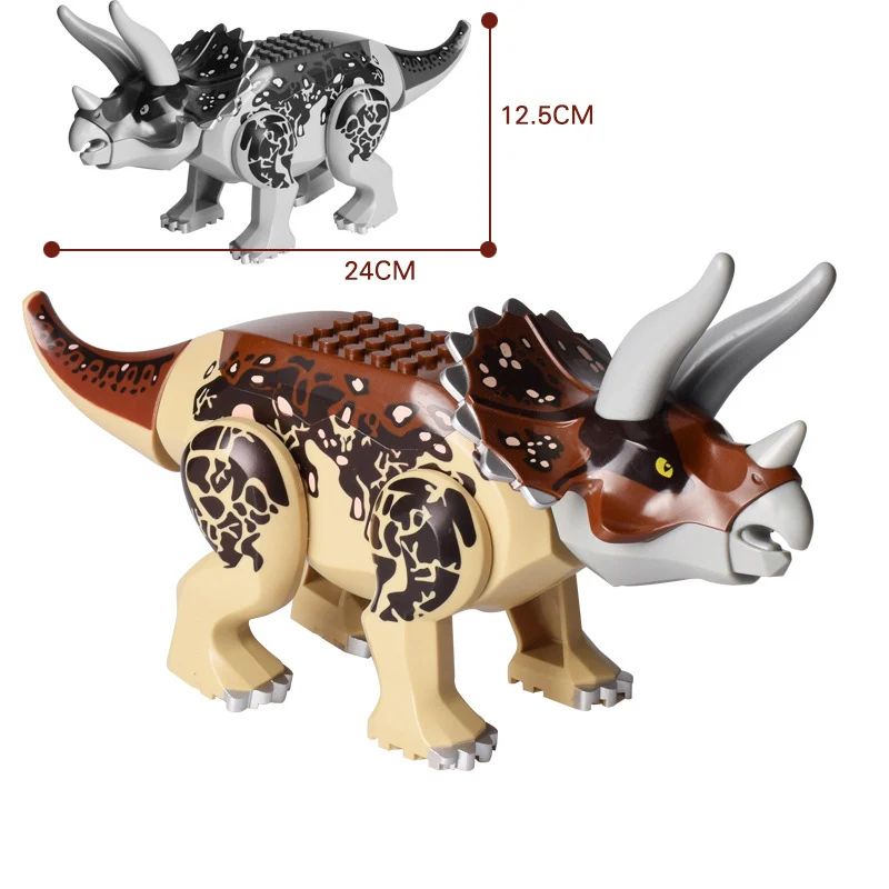Jurassic Dino Park Dinosaur Building Blocks Set – Large T-Rex, Velociraptor & Triceratops Brick Figures