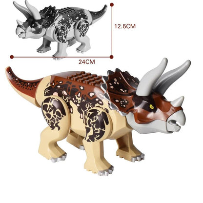 Jurassic Dino Park Dinosaur Building Blocks Set – Large T-Rex, Velociraptor & Triceratops Brick Figures