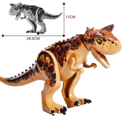 Jurassic Dino Park Dinosaur Building Blocks Set – Large T-Rex, Velociraptor & Triceratops Brick Figures