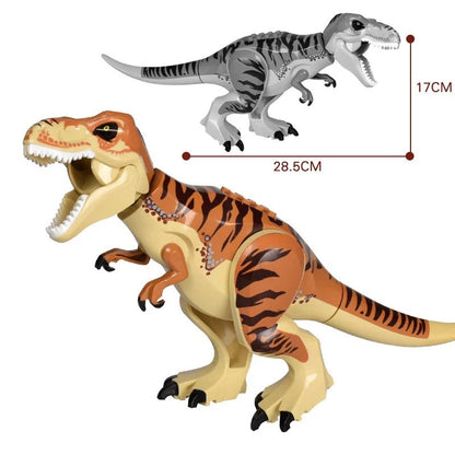 Jurassic Dino Park Dinosaur Building Blocks Set – Large T-Rex, Velociraptor & Triceratops Brick Figures