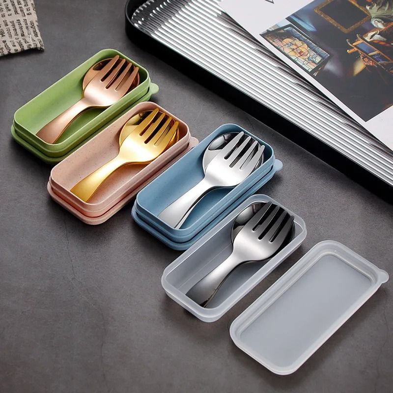 Professional 304 Stainless Steel Portable Children's Tableware – Compact Outdoor Dining Set