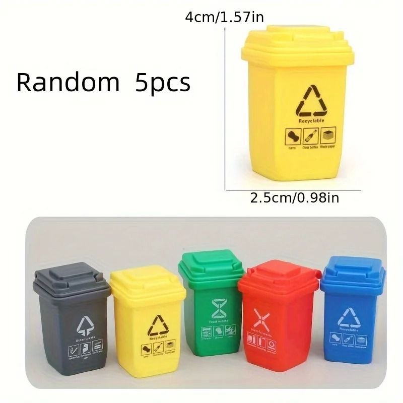 5 Piece Mini Garbage Sorting Trash Can Set