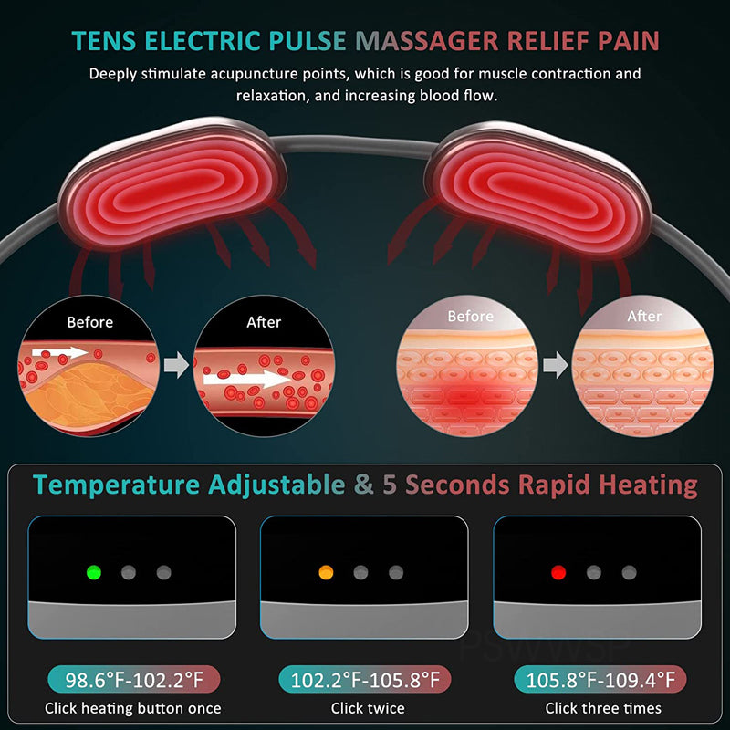 Portable Smart Neck Massager with Heating, Cervical Spine Shoulder Pain Relief, Hot Compress Therapy for Muscle