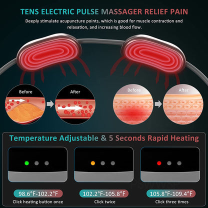 Portable Smart Neck Massager with Heating, Cervical Spine Shoulder Pain Relief, Hot Compress Therapy for Muscle