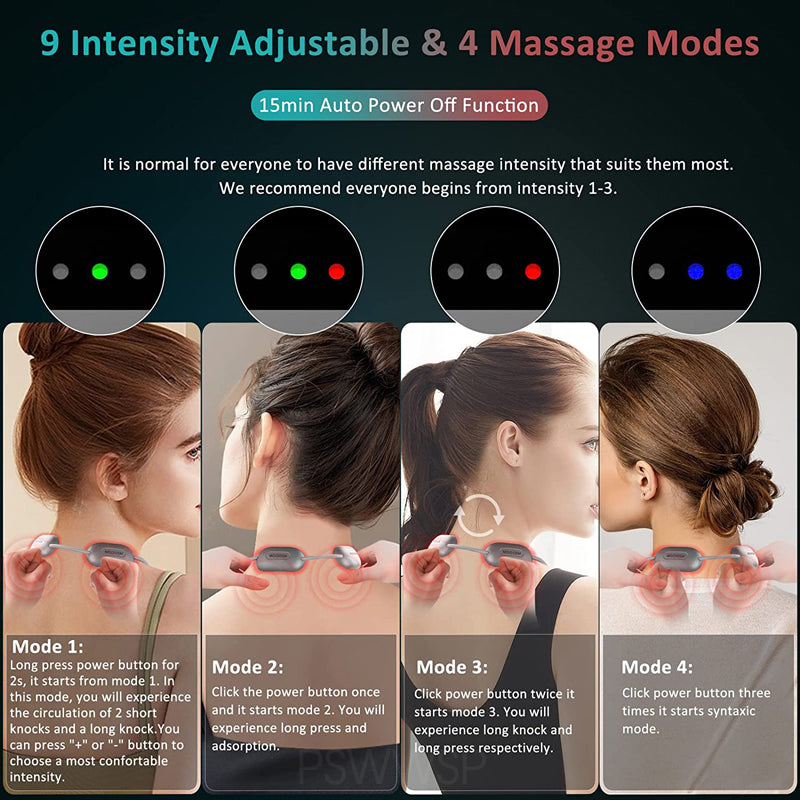 Portable Smart Neck Massager with Heating, Cervical Spine Shoulder Pain Relief, Hot Compress Therapy for Muscle
