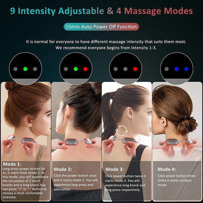 Portable Smart Neck Massager with Heating, Cervical Spine Shoulder Pain Relief, Hot Compress Therapy for Muscle