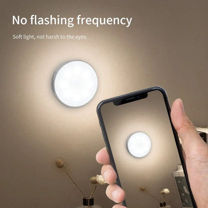 Magnetic Wireless LED Night Light with Switch, Smart Motion Sensor, USB Rechargeable, Warm White Wall Lamp for Bed