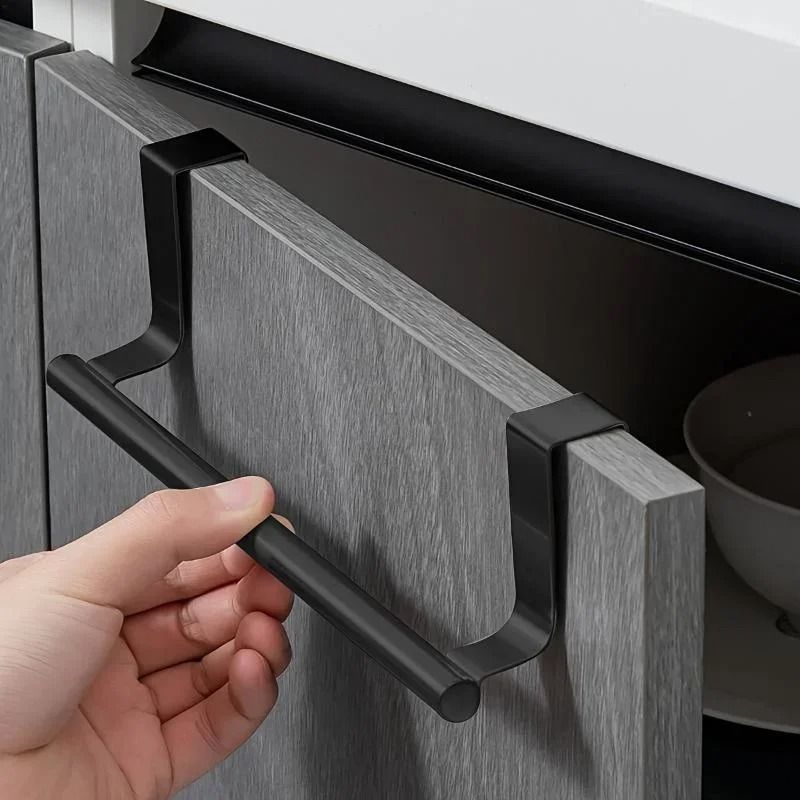 Over Cabinet Towel Rack Punch Free Steel Towel Rod Organizer
