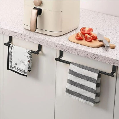Over Cabinet Towel Rack Punch Free Steel Towel Rod Organizer