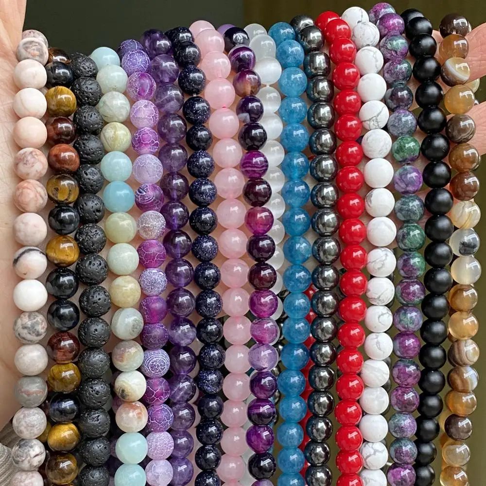 Natural Stone Beads Strand for Jewelry Making – Round Gemstone Beads (Tiger Eye, Amazonite & More) in Multiple Sizes